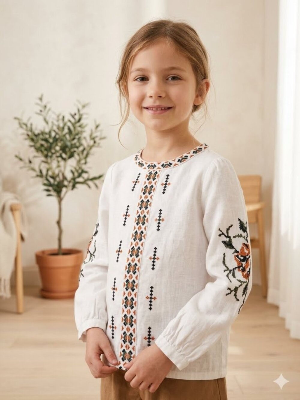 Springfield White Embroidered Boho Blouse Size 9-10